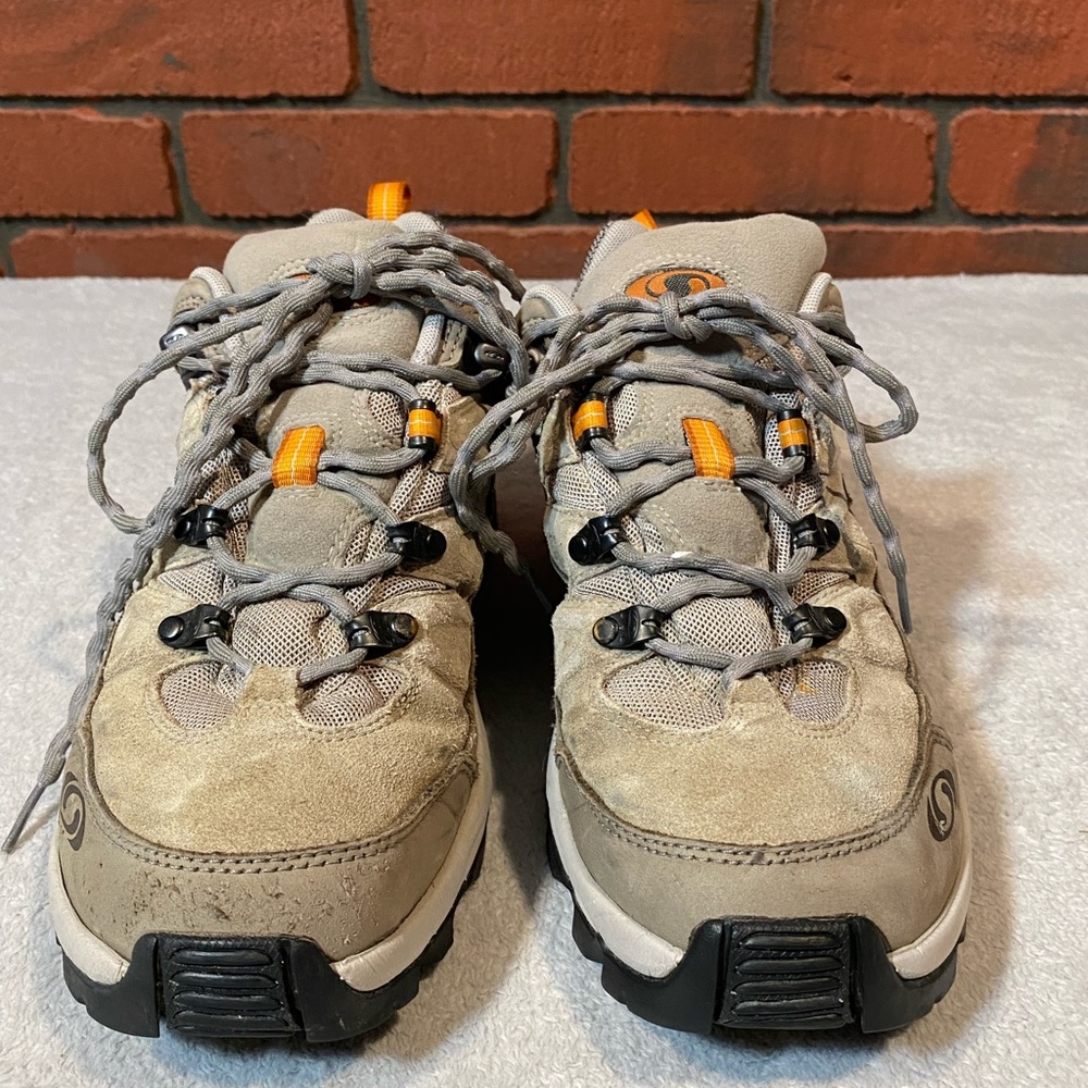 Salomon Tan and Orange Hiking Sneakers